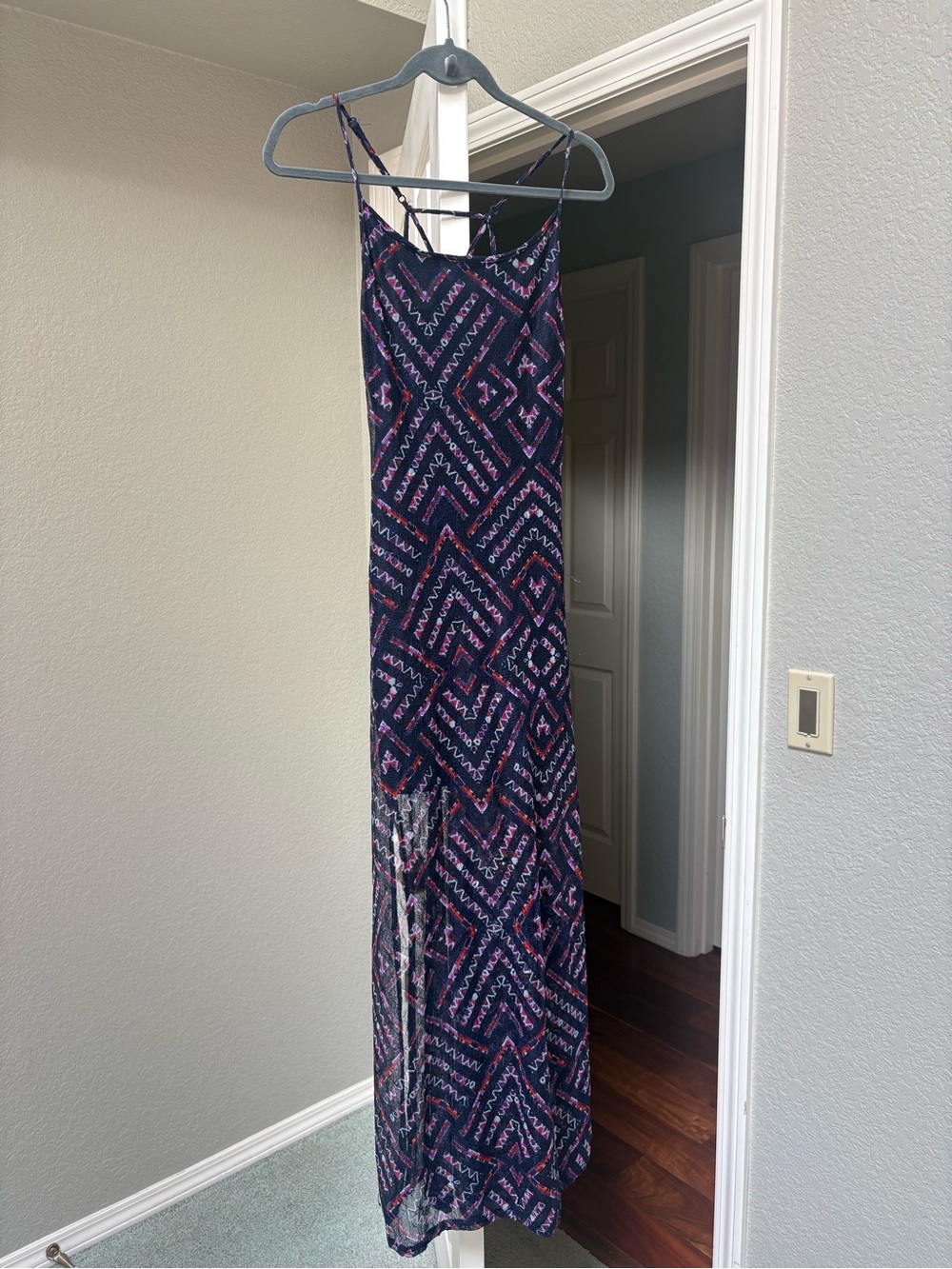 love, Fire Navy Dress with Pink and Purple Trim